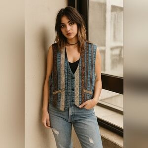 Vintage DD Designs Multicolor Tapestry Stripe Vest